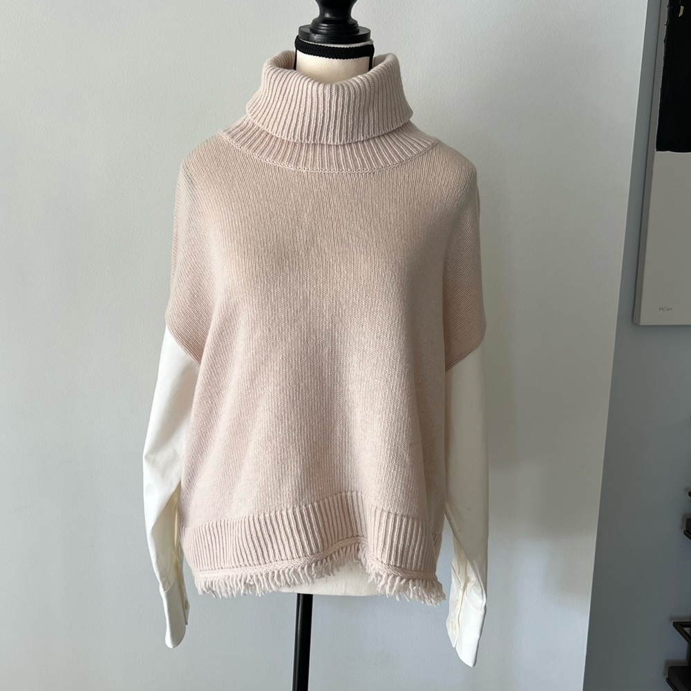 Mixed Media Turtleneck Sweater